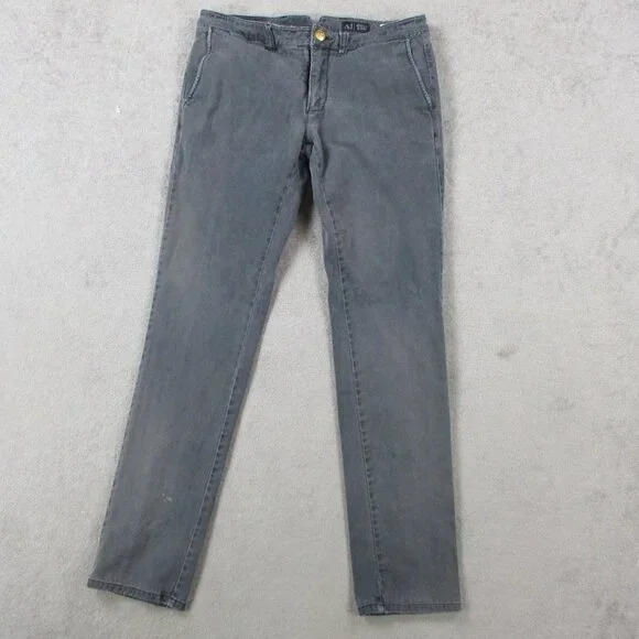 Armani Jeans Womens 32 Gray Denim Chino Slit Pockets Giorgi Comfort Fabric - Picture 1 of 16